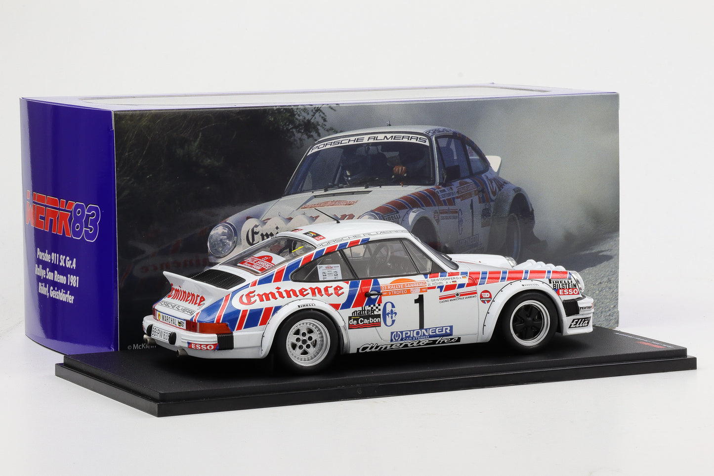 1:18 Werk83 Porsche 911 SC Gr.4 #1 Rallye San Remo 1981 Röhrl Geistdörfer