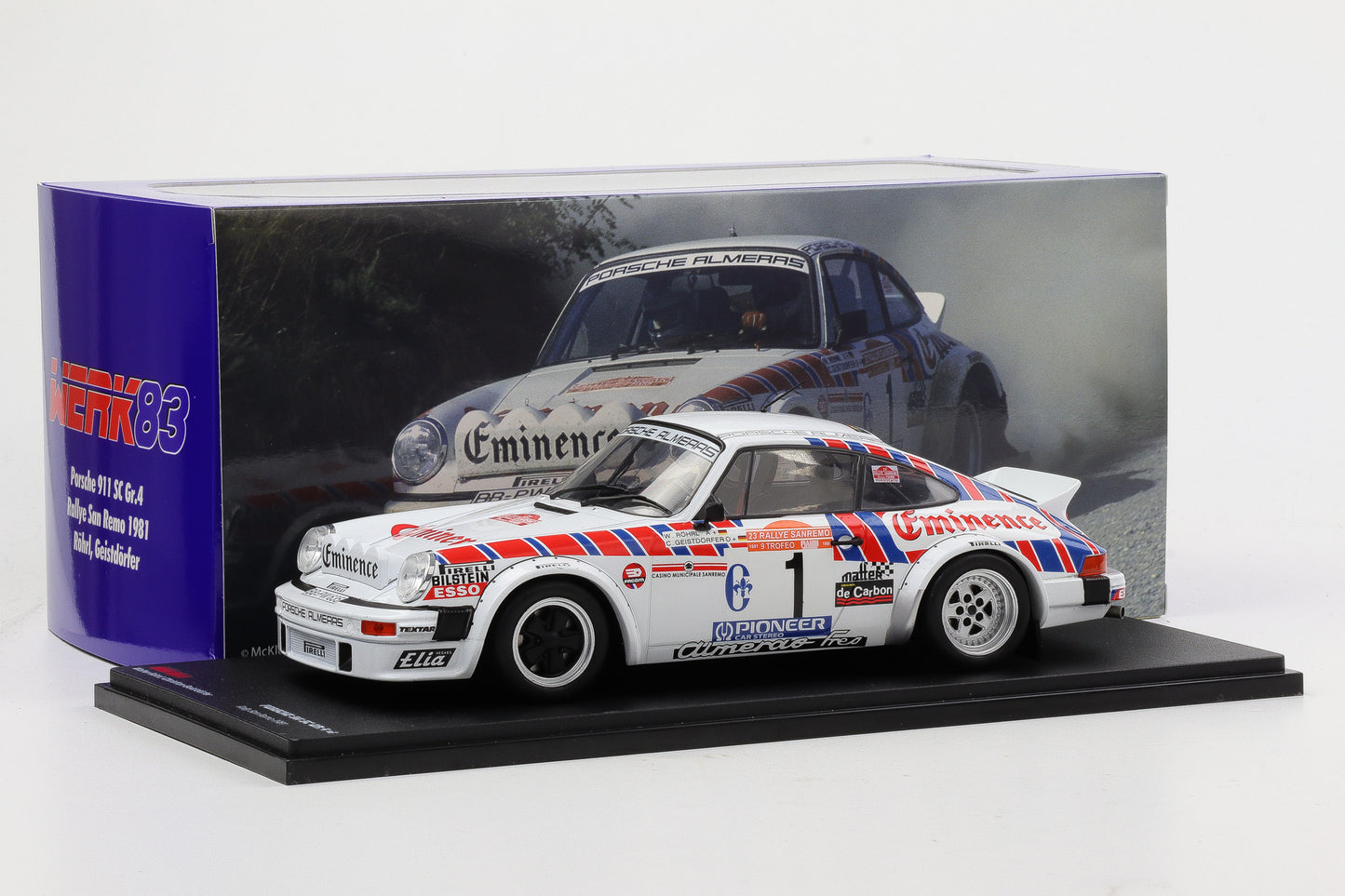 1:18 Werk83 Porsche 911 SC Gr.4 #1 Rallye San Remo 1981 Röhrl Geistdörfer