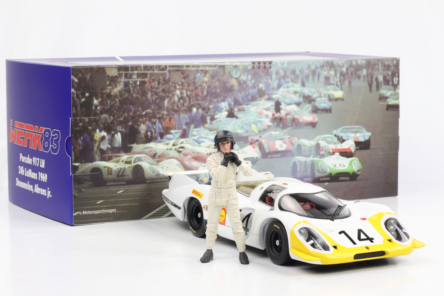 1:18 Porsche 917 LH #14 24h LeMans 1969 Stommelen Ahrens jr. WERK83 + Figur