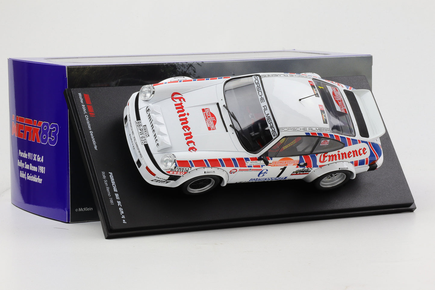 1:18 Werk83 Porsche 911 SC Gr.4 #1 Rallye San Remo 1981 Röhrl Geistdörfer