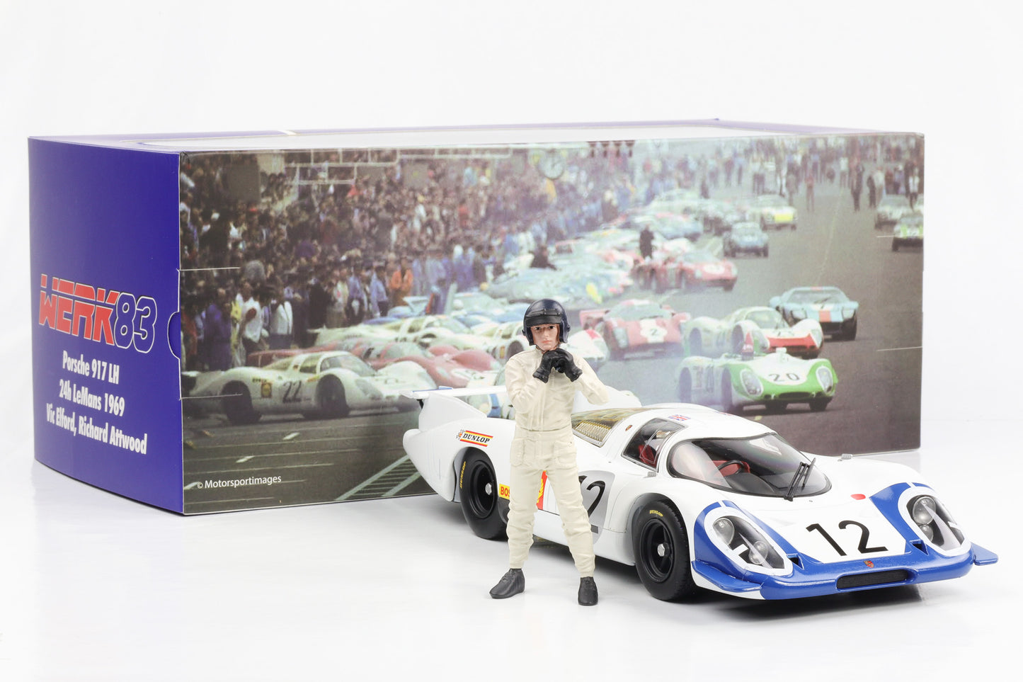 1:18 Porsche 917 LH #12 24h LeMans 1969 Elford Attwood WERK83 + Figur