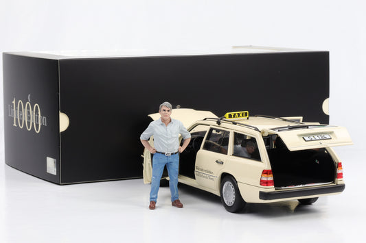 1:18 Mercedes-Benz 300 D T-Modell Taxi S 124 Norev incl Fahrer Figur Kurt