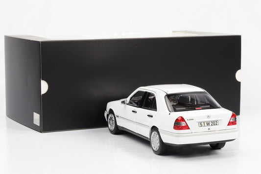 1:18 Mercedes-Benz C 200 W202 Limousine 1996 polarweiss  Norev Dealer limited