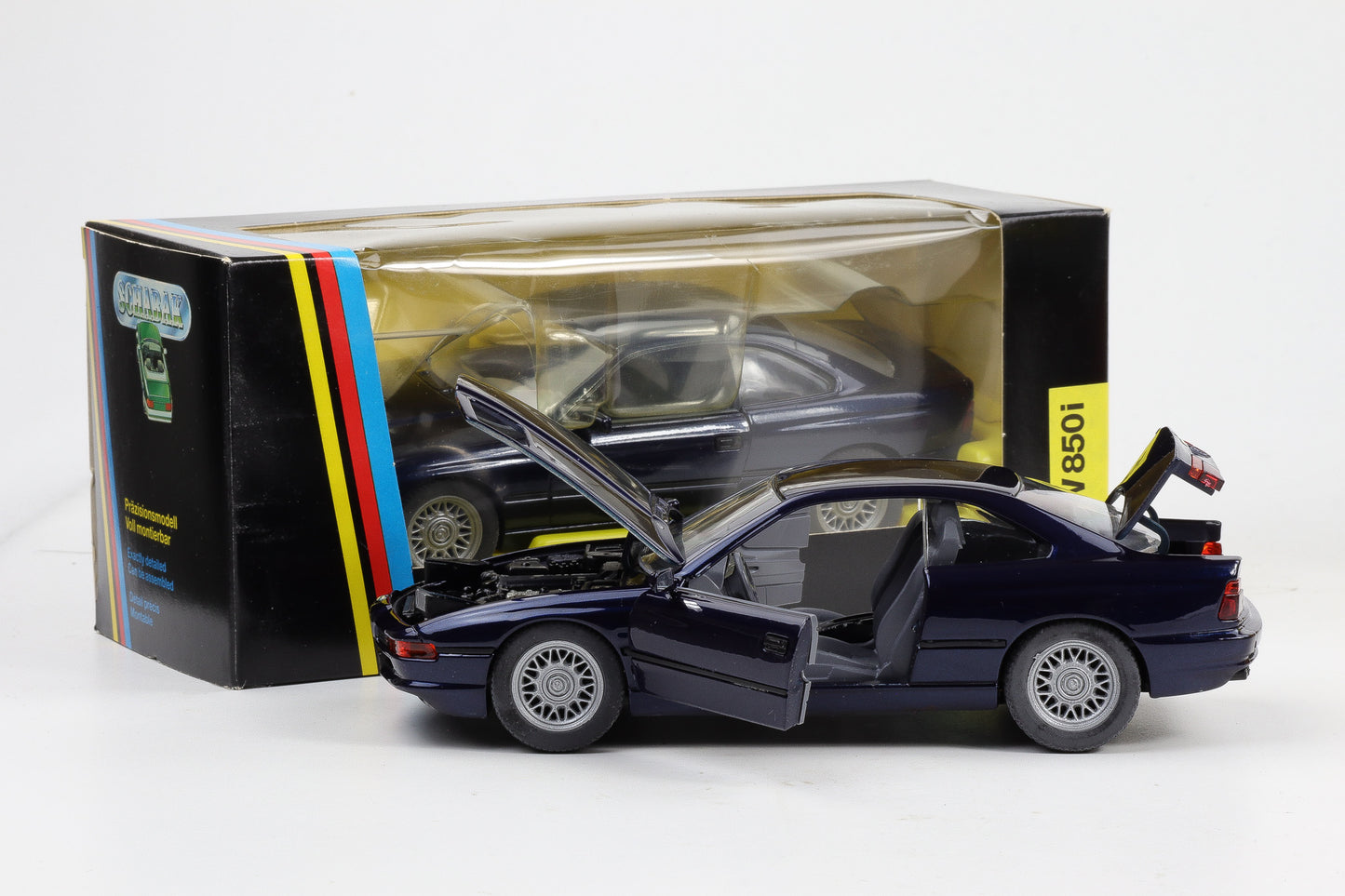 1:24 Schabak BMW 850i E31 1990 Modellauto dunkelblau metallic No.1630