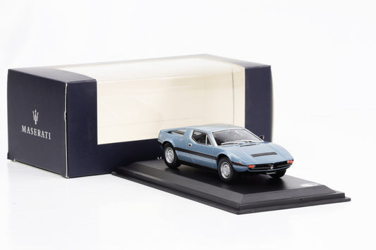 1:43 Maserati Merak 200 GT metallic-light blue Leo Models Dealer-Box