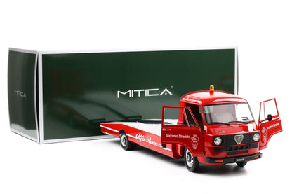 1:18 Mitica Alfa Romeo A12 F12 Car Hauler Abschleppwagen LKW 1977 rot