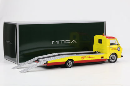 1:18 Mitica Alfa Romeo A12 F12 Car Hauler Abschleppwagen LKW 1977 gelb
