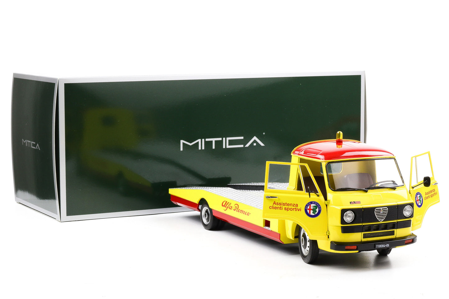 1:18 Mitica Alfa Romeo A12 F12 Car Hauler Abschleppwagen LKW 1977 gelb