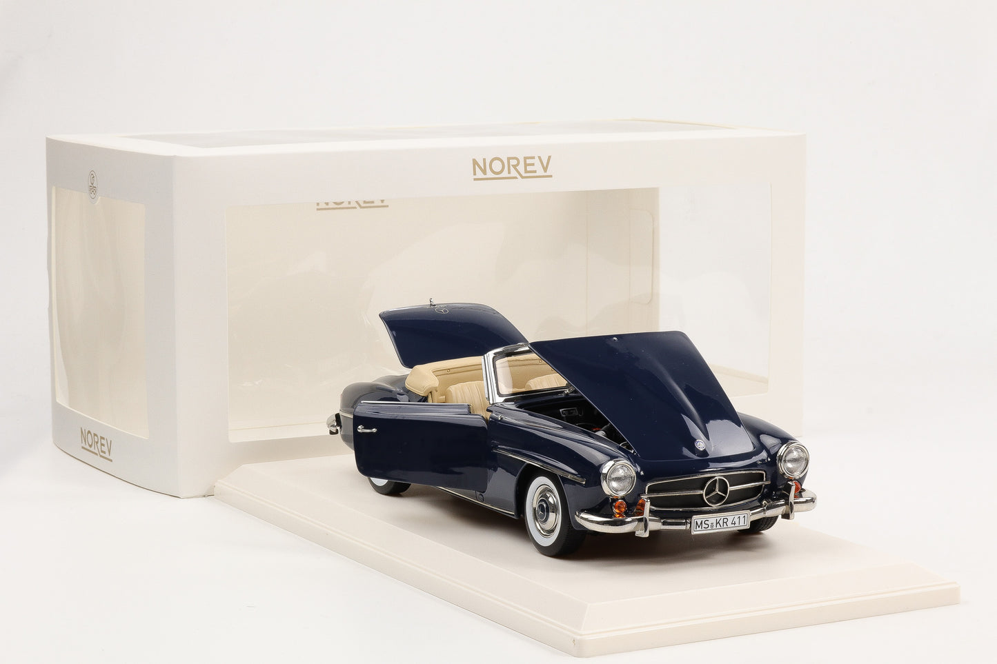 1:18 Norev Mercedes-Benz 190 SL Roadster W121 1957 mit Softtop mittelblau 183403