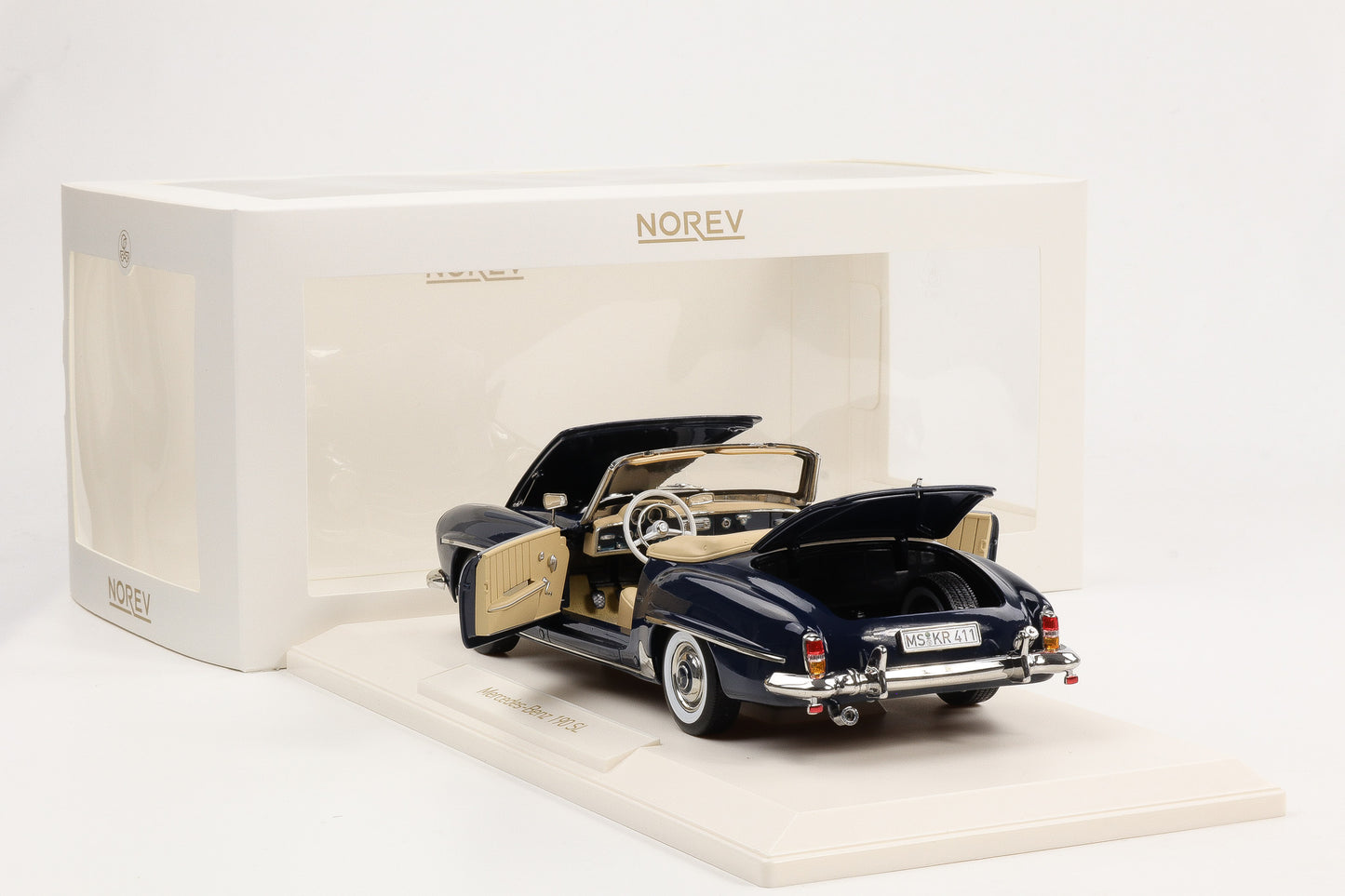 1:18 Norev Mercedes-Benz 190 SL Roadster W121 1957 mit Softtop mittelblau 183403