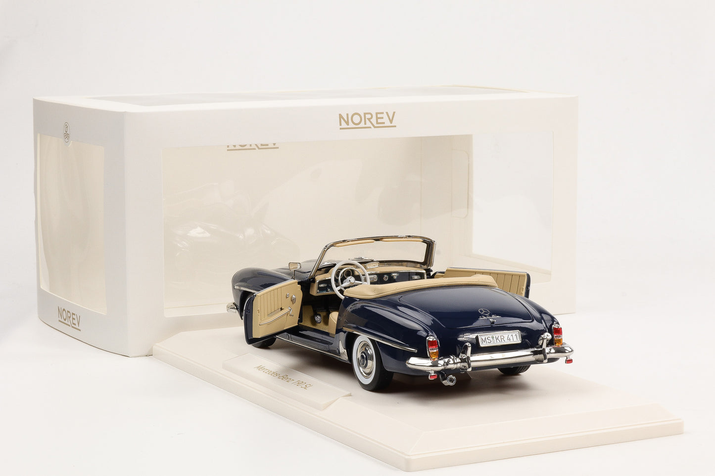 1:18 Norev Mercedes-Benz 190 SL Roadster W121 1957 mit Softtop mittelblau 183403