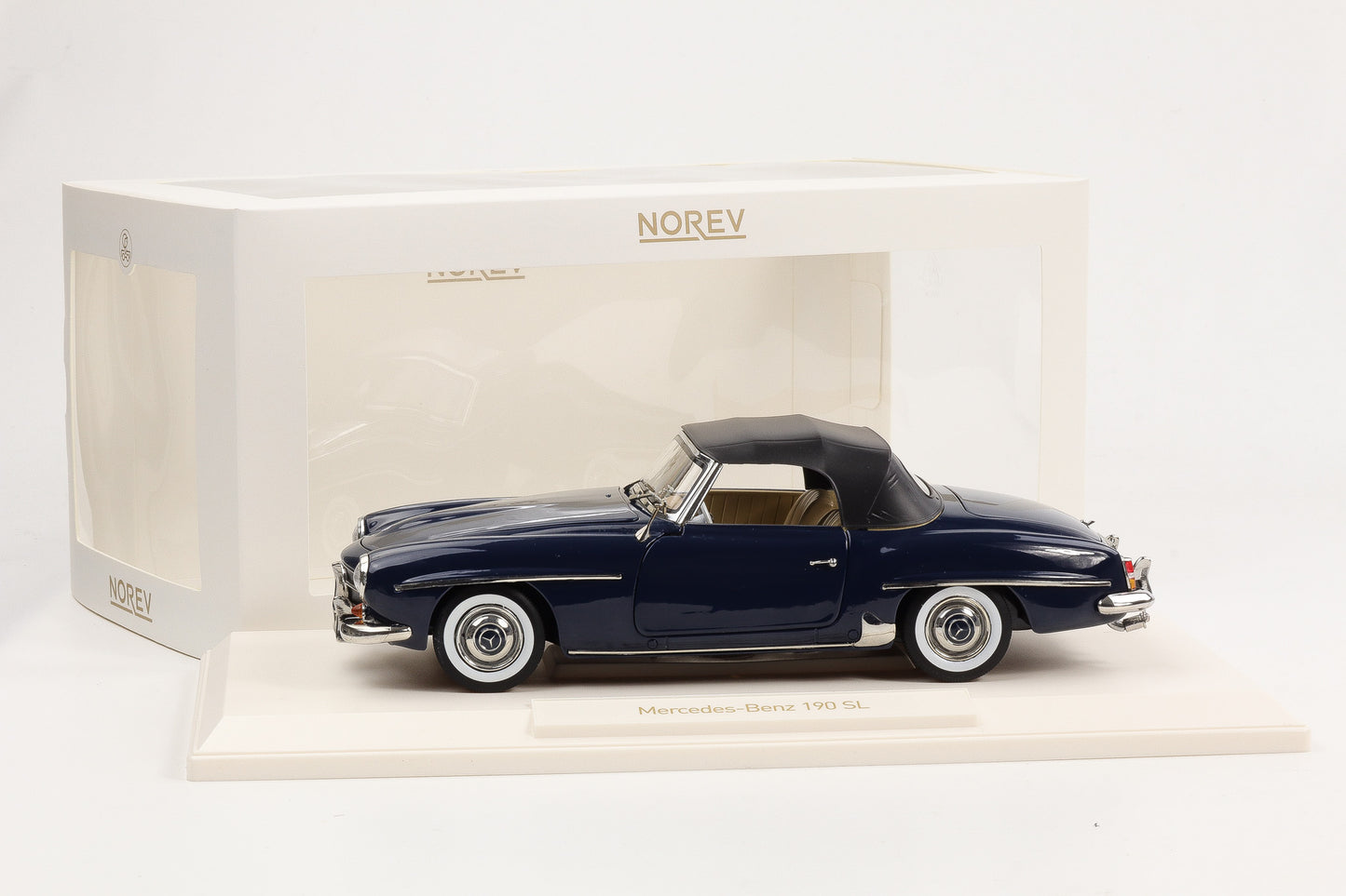 1:18 Norev Mercedes-Benz 190 SL Roadster W121 1957 mit Softtop mittelblau 183403