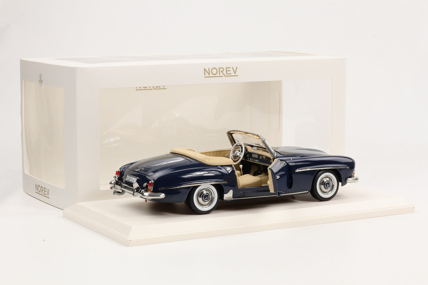 1:18 Norev Mercedes-Benz 190 SL Roadster W121 1957 mit Softtop mittelblau 183403