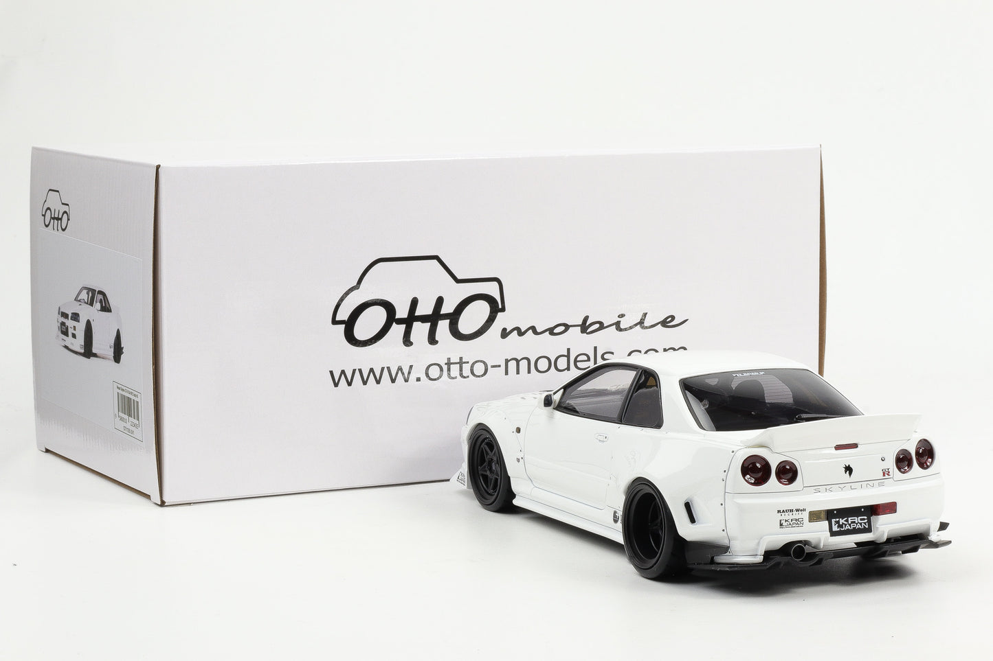 1:18 OTTO mobile Nissan Skyline GT-R BNR34 by KRC pearl white OT1135