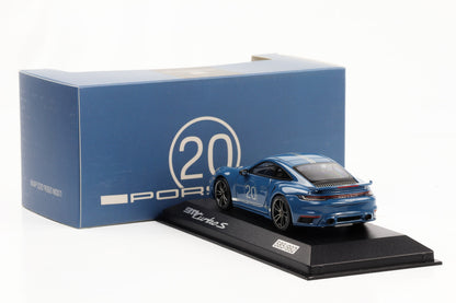 1:43 Porsche 911 992 Turbo S 20 Jahre China Osloblau Minichamps WAP 020 9050 N001