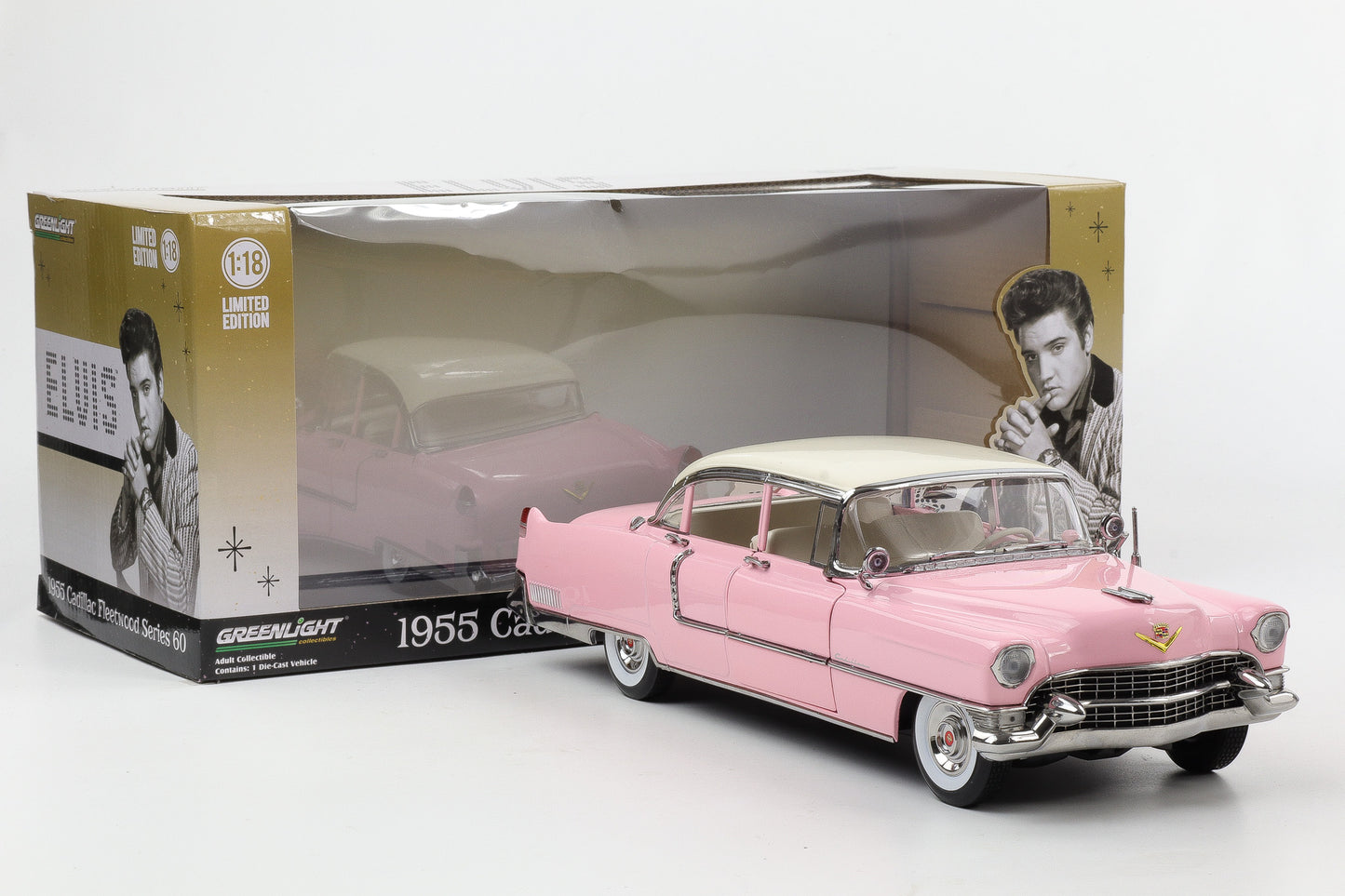 1:18 Greenlight Elvis 1955 Cadillac Fleetwood Series 60 rosa Moviecar 12950 diecast
