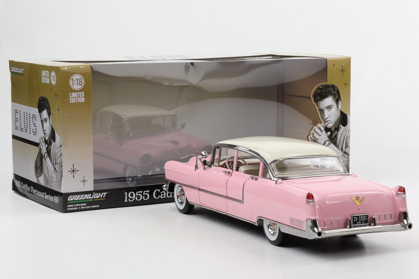 1:18 Greenlight Elvis 1955 Cadillac Fleetwood Series 60 rosa Moviecar 12950 diecast