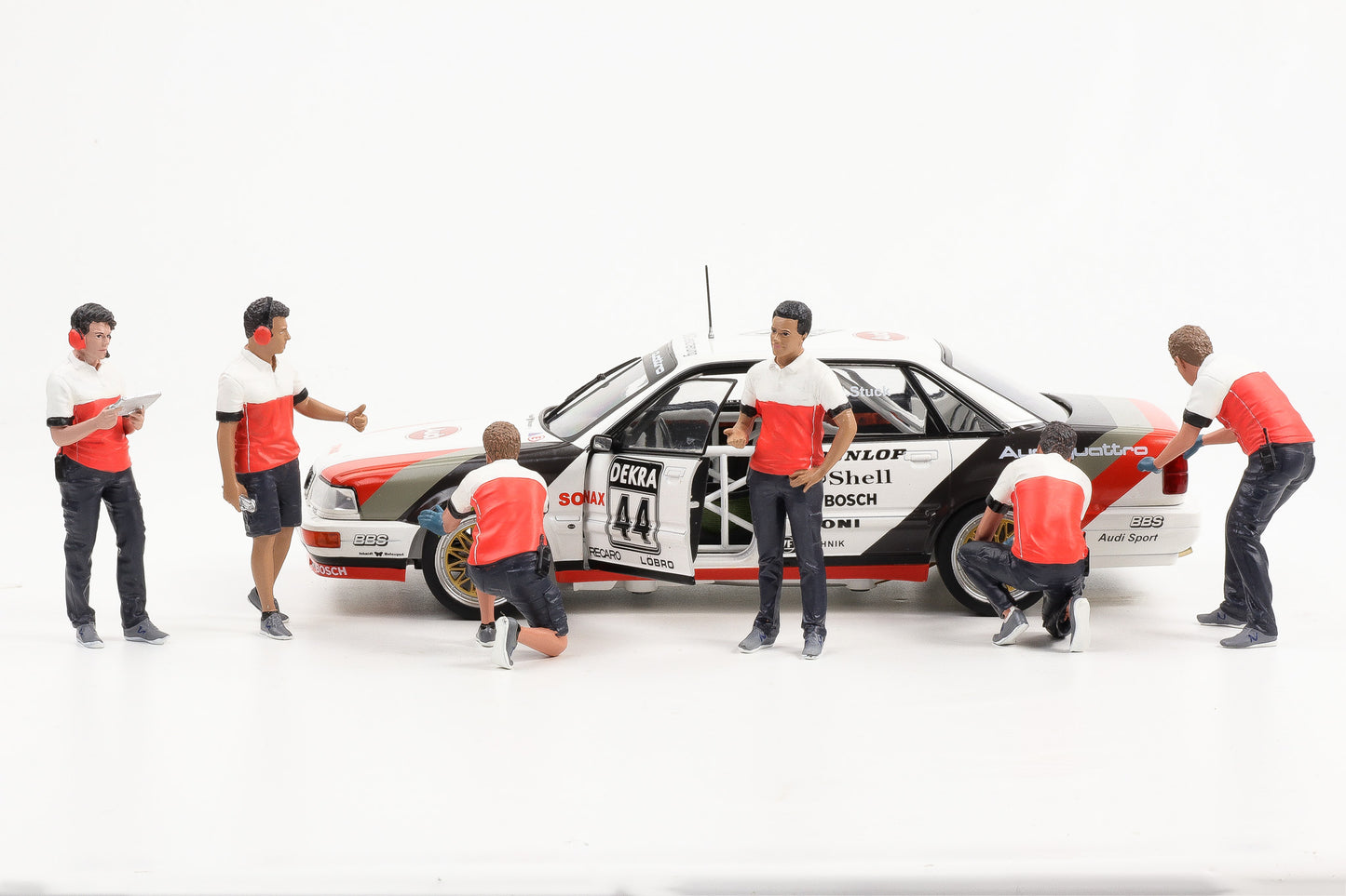 1:18 American Diorama Figur Race Crew Pit Stop Audi Figuren Set ohne Fahrzeug