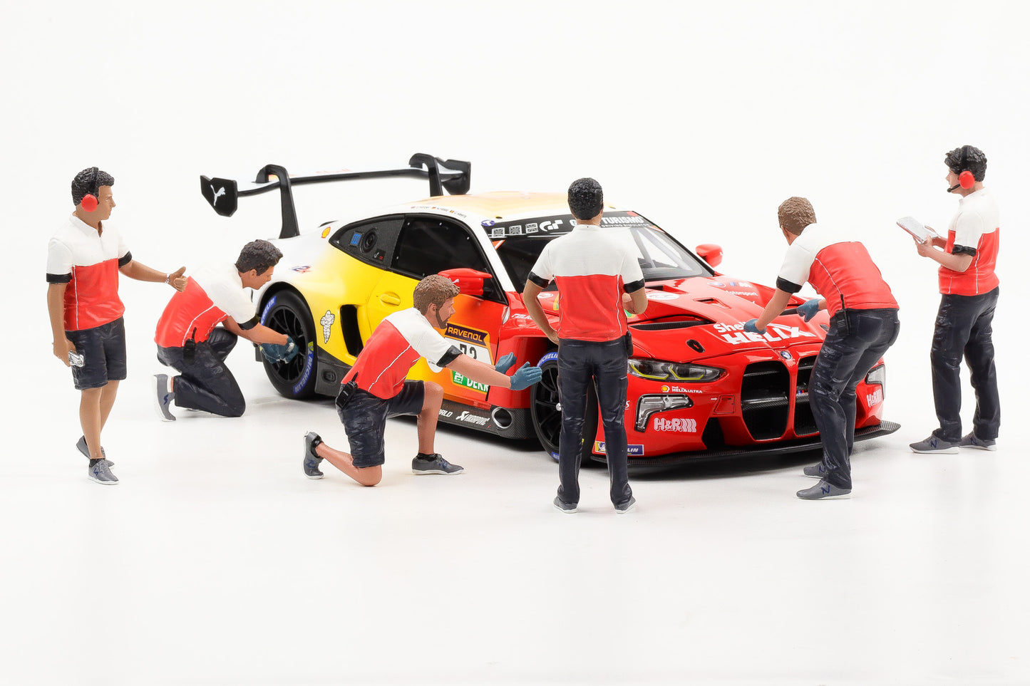 1:18 American Diorama Figur Pit Stop Crew BMW M4 GT3 Figuren Set ohne Fahrzeug