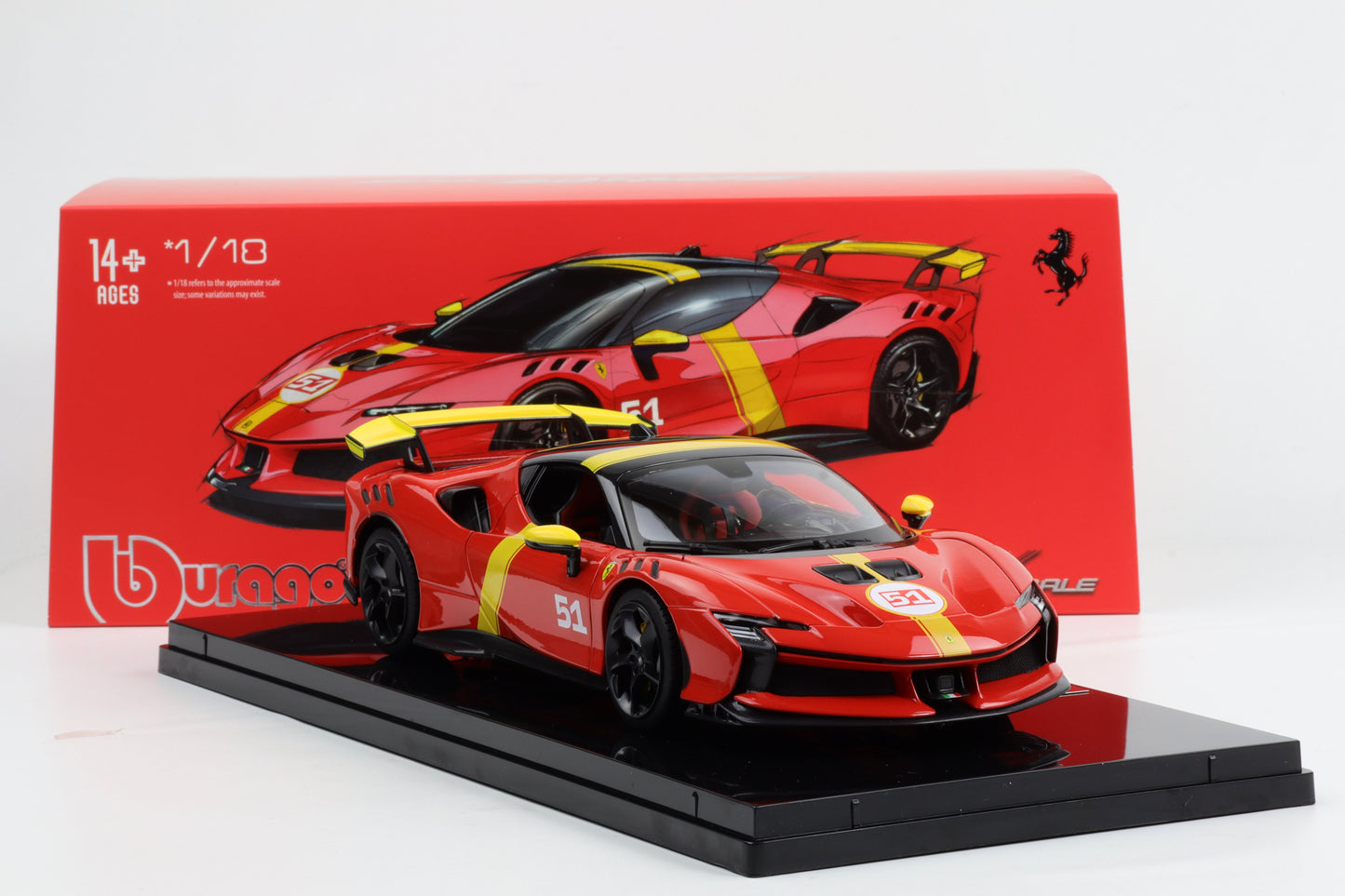 1:18 BBURAGO SF90 XX #51 24h LeMans Sieger Design 2024 with SHOWCASE