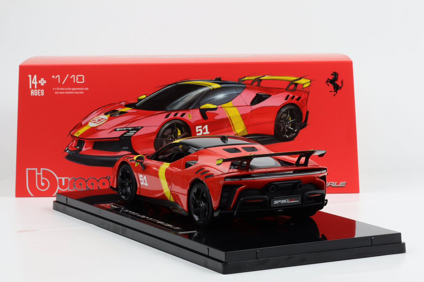 1:18 BBURAGO SF90 XX #51 24h LeMans Sieger Design 2024 with SHOWCASE
