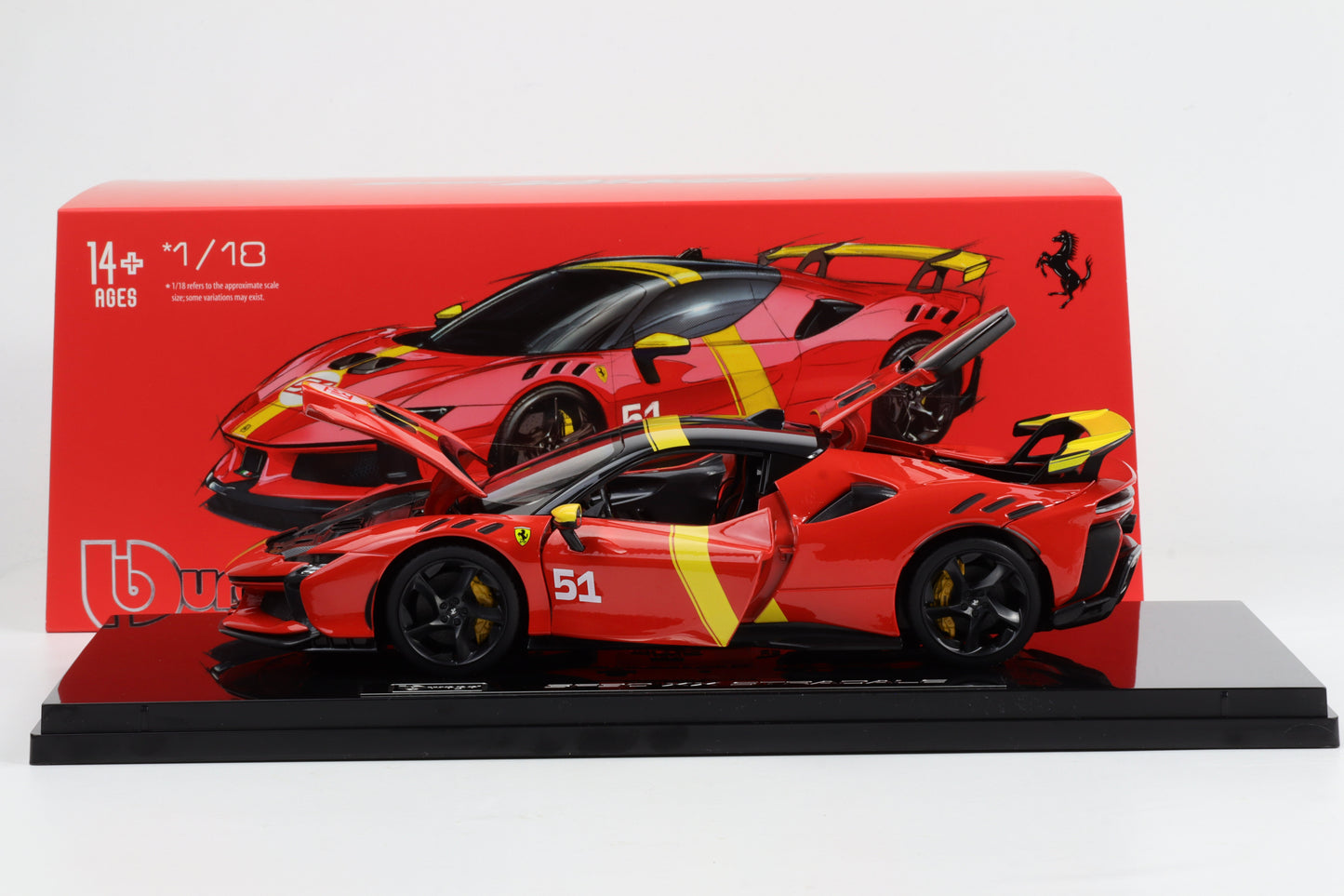 1:18 BBURAGO SF90 XX #51 24h LeMans Sieger Design 2024 with SHOWCASE