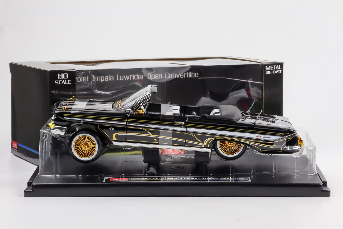 1:18 Sun Star Chevrolet Impala 1961 Open Cabrio Lowrider schwarz 2110