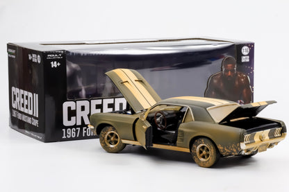1:18 Greenlight Ford Mustang Coupe Creed II Movie 1967 schwarz matt dirty 13626
