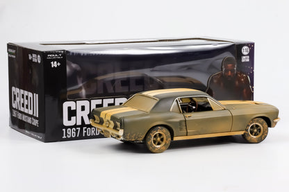 1:18 Greenlight Ford Mustang Coupe Creed II Movie 1967 schwarz matt dirty 13626