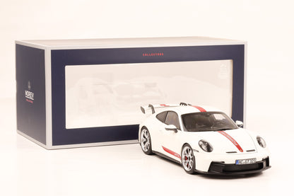 1:18 Norev Porsche 911 992 GT3 weiss opening roter Streifen mit Schrift 2021 187306