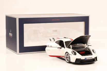 1:18 Norev Porsche 911 992 GT3 weiss opening roter Streifen mit Schrift 2021 187306