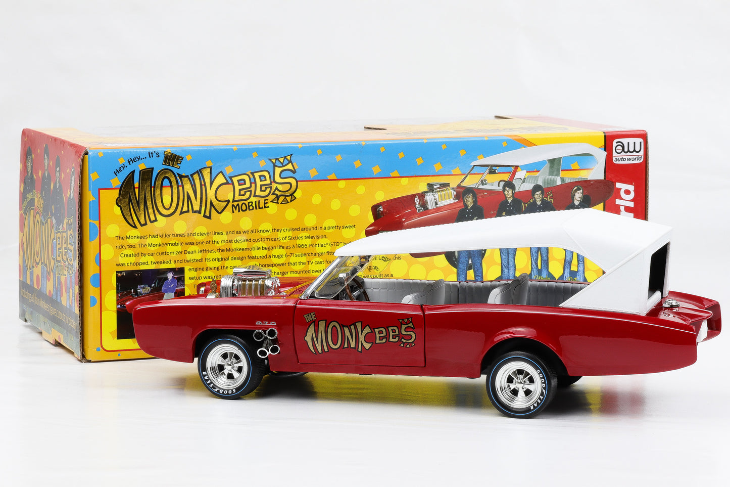 1:18 AutoWorld Pontiac GTO Cabrio Monkeemobile Movie Monkees 1966 -AWSS144/06