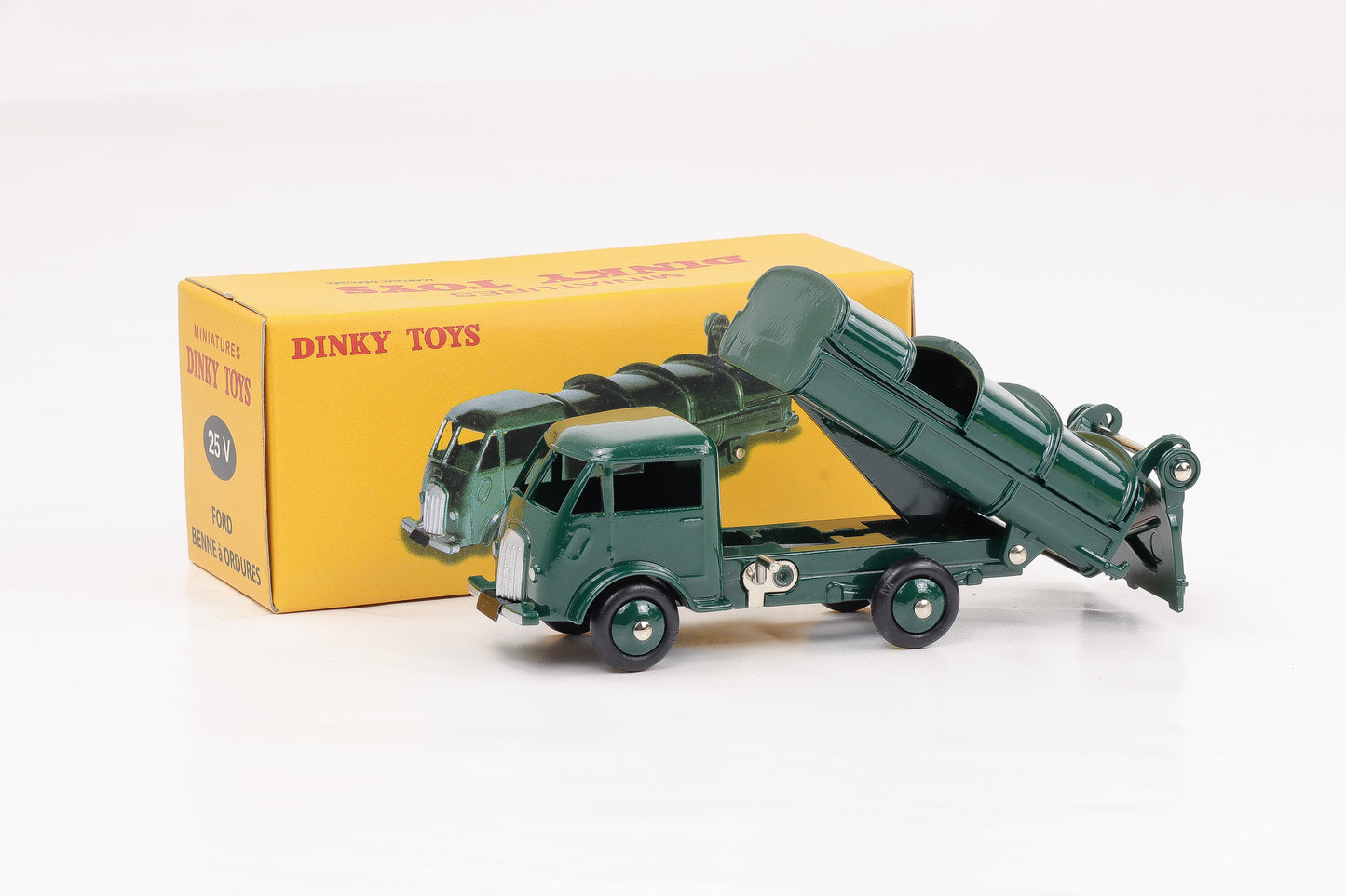 Dinky Toys Atlas Ford Benne a Ordures LKW grün 25 V Müllwagen Repro