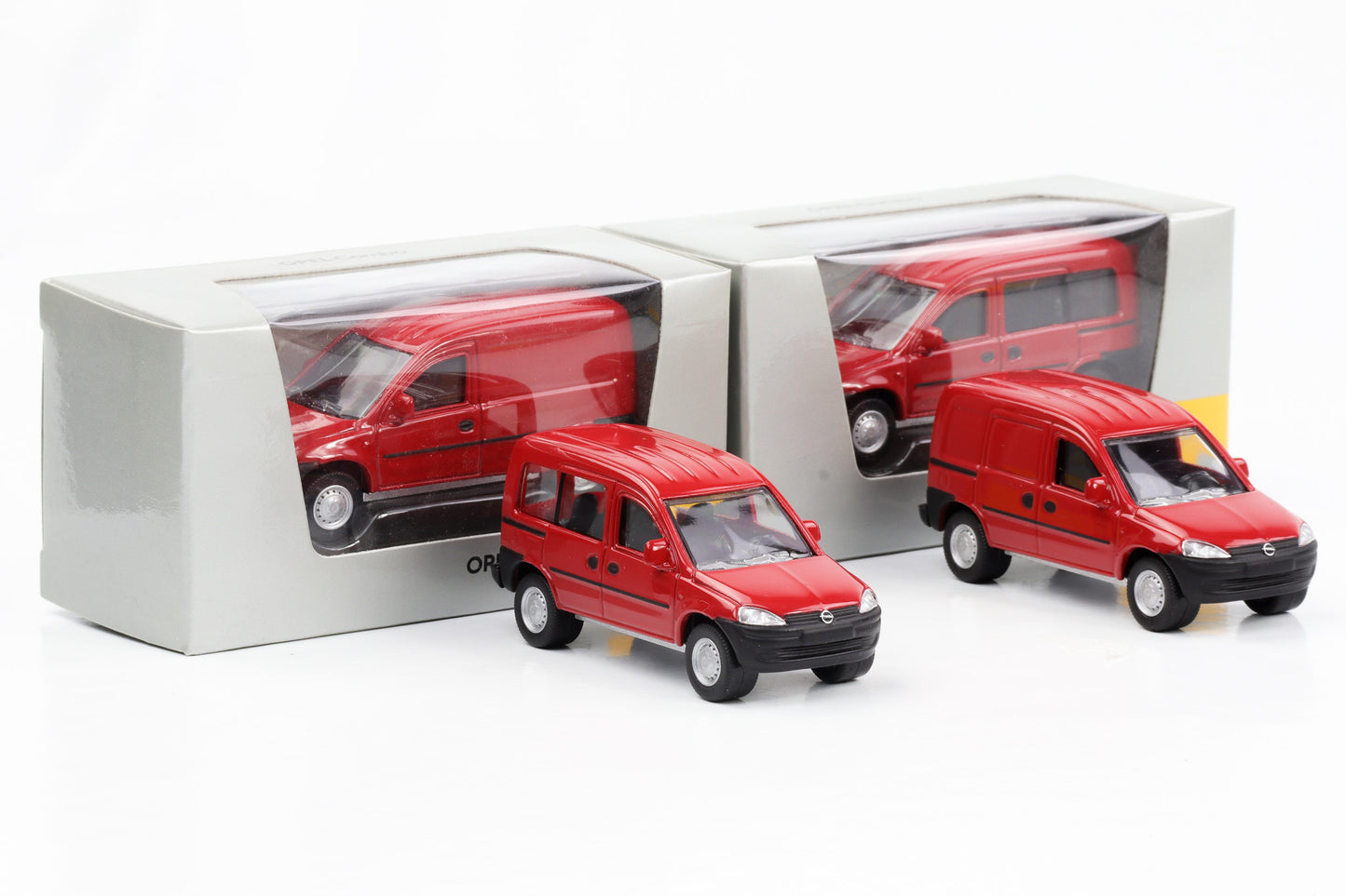 1:64 2er-Set Opel Combo Kasten Transporter rot Norev Dealer diecast