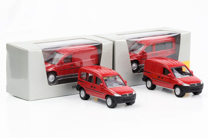 1:64 set of 2 Opel Combo box van red Norev Dealer diecast