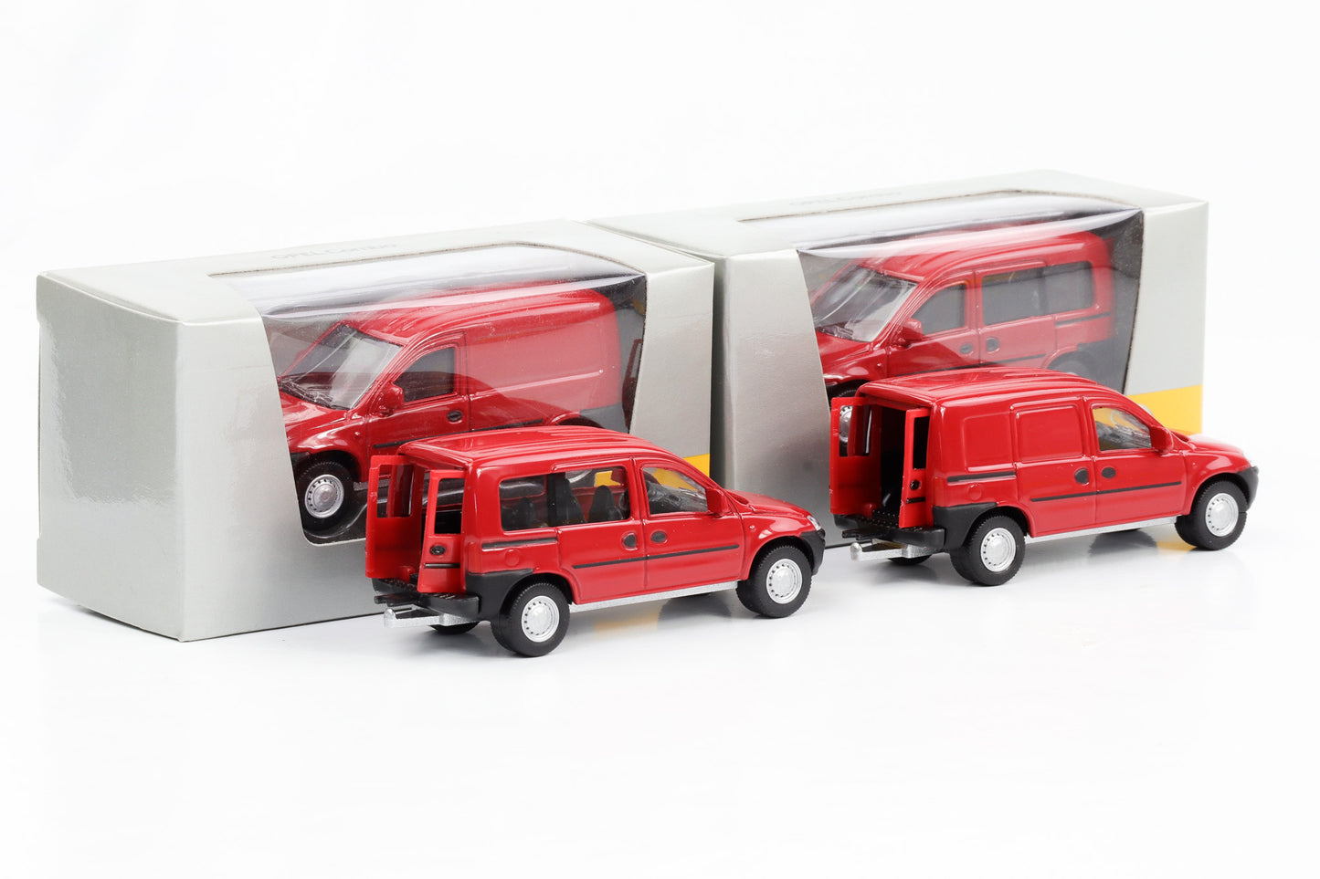 1:64 2er-Set Opel Combo Kasten Transporter rot Norev Dealer diecast