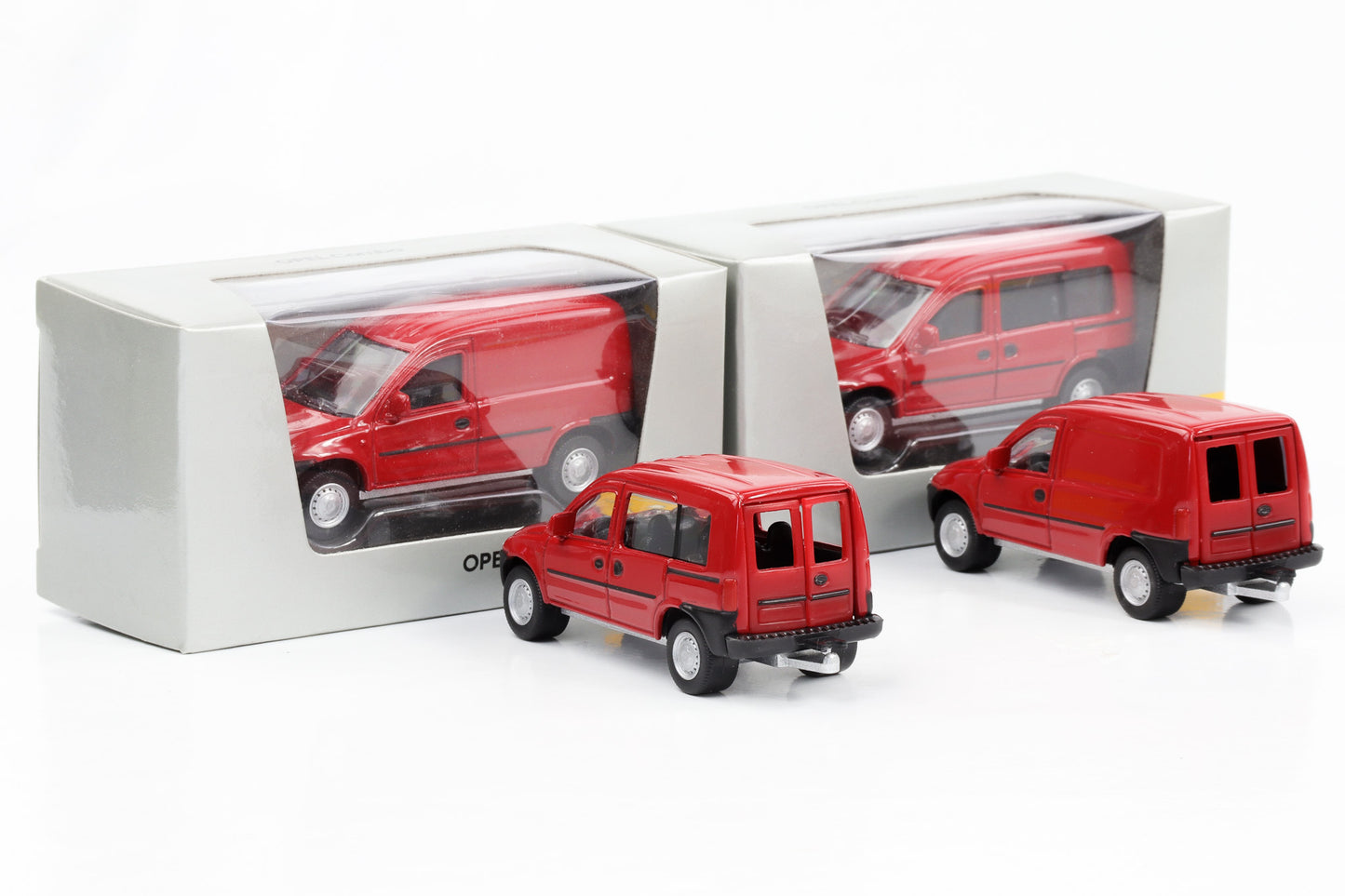 1:64 2er-Set Opel Combo Kasten Transporter rot Norev Dealer diecast