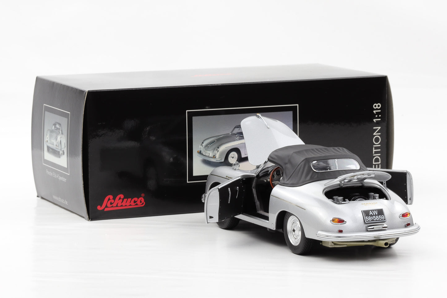 1:18 Schuco Porsche 356 A Speedster 1955/59 silber mit Verdeck opening diecast