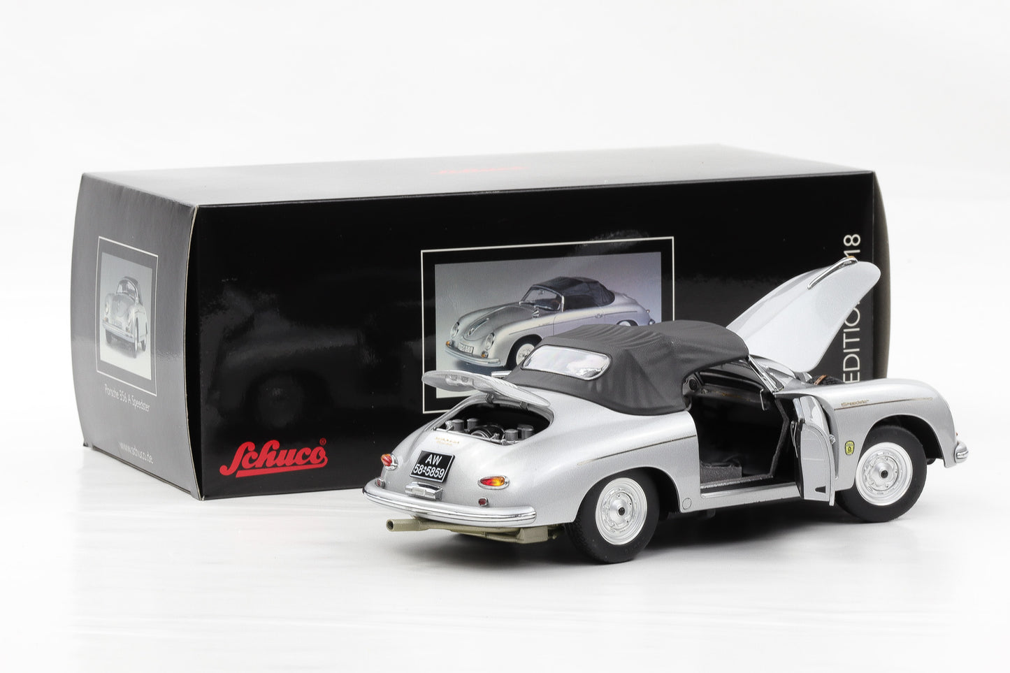 1:18 Schuco Porsche 356 A Speedster 1955/59 silber mit Verdeck opening diecast