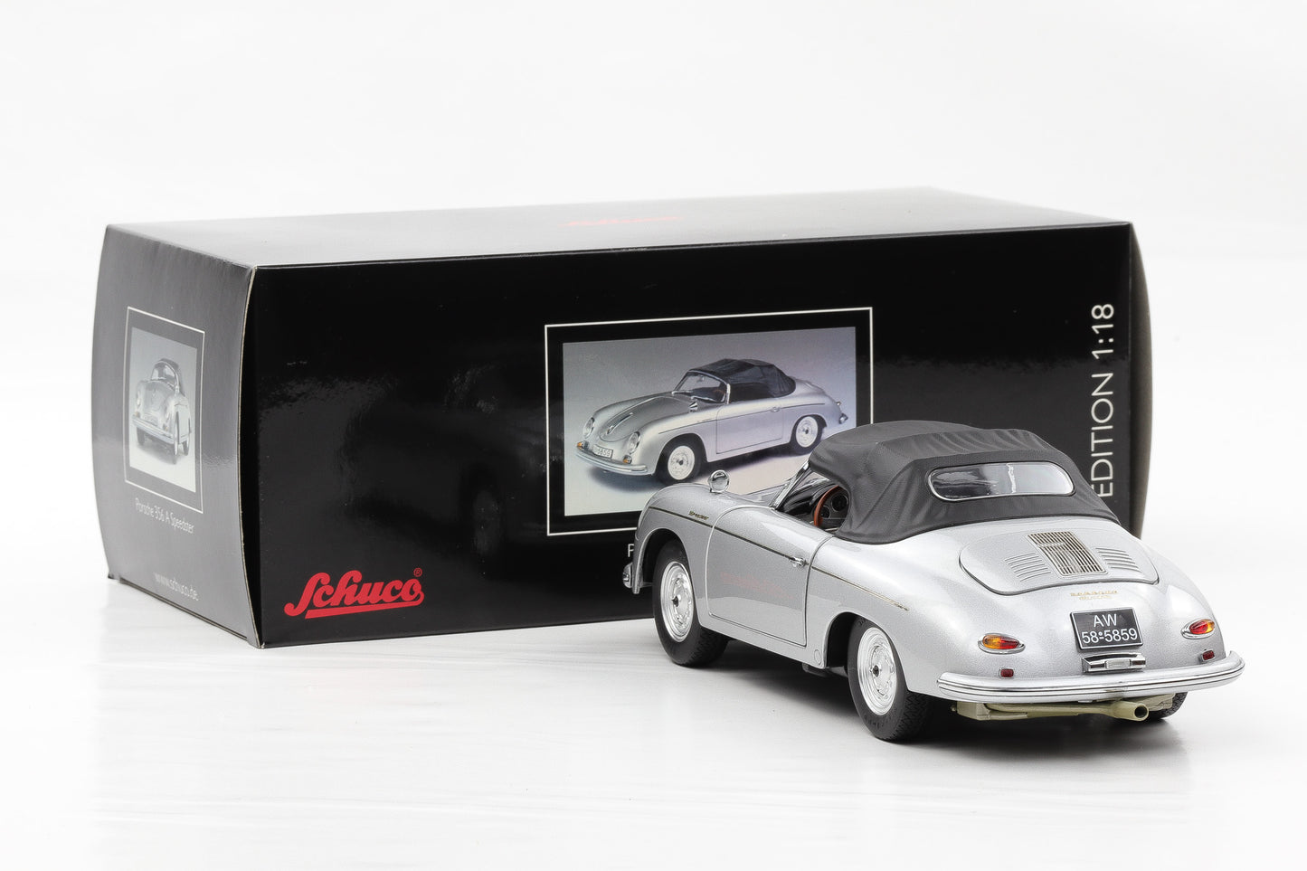 1:18 Schuco Porsche 356 A Speedster 1955/59 silber mit Verdeck opening diecast