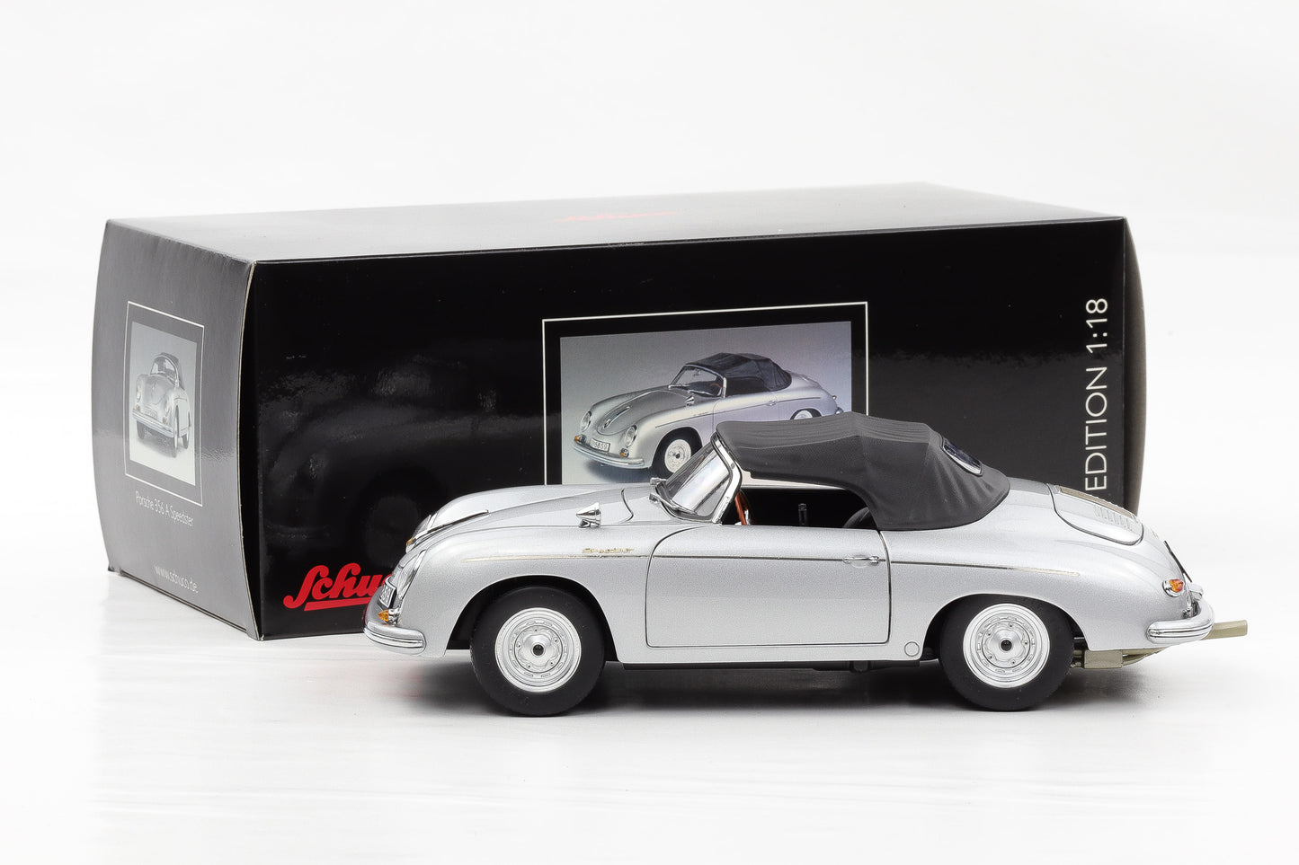 1:18 Schuco Porsche 356 A Speedster 1955/59 silber mit Verdeck opening diecast