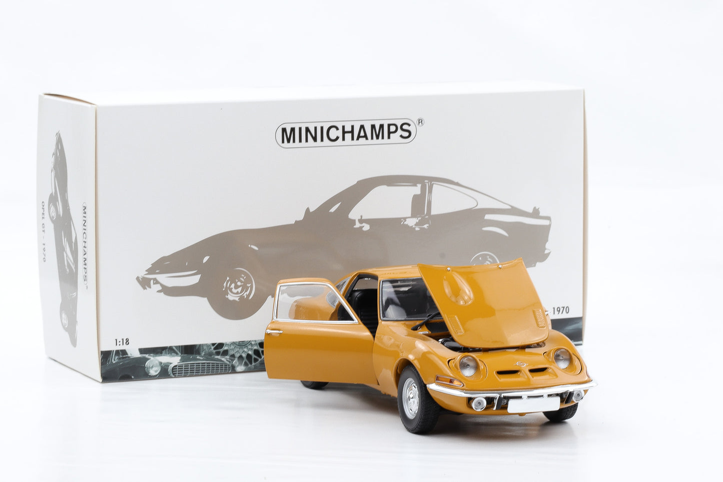 1:18 Minichamps Opel GT ocker 1970 opening 150 049031