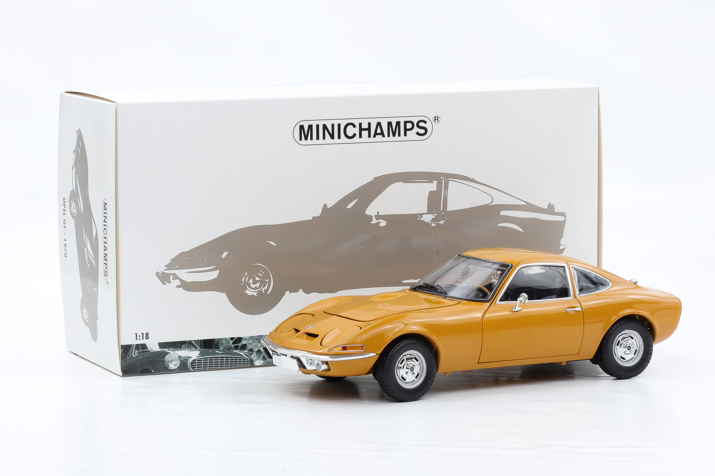 1:18 Minichamps Opel GT ocker 1970 opening 150 049031