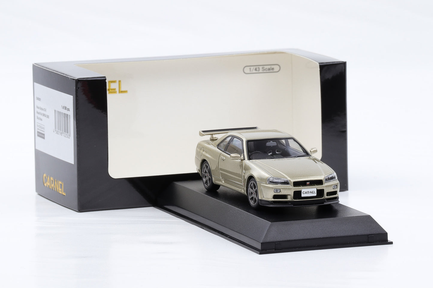 1:43 Carnel by Kyosho Nissan Skyline Nür GT-R Mspec BNR34 2002 Silica Brass