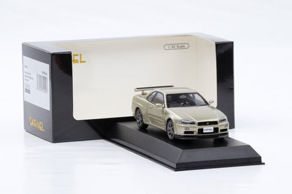 1:43 Carnel by Kyosho Nissan Skyline Nür GT-R Mspec BNR34 2002 Silica Brass