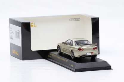 1:43 Carnel by Kyosho Nissan Skyline Nür GT-R Mspec BNR34 2002 Silica Brass