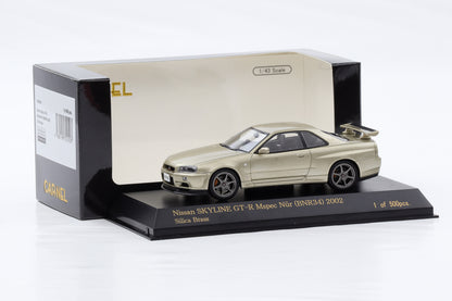 1:43 Carnel by Kyosho Nissan Skyline Nür GT-R Mspec BNR34 2002 Silica Brass