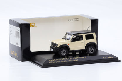 1:43 Carnel by Kyosho Suzuki Jimny JC JB74W 2018 Chiffon Ivory Metallic Black Roof