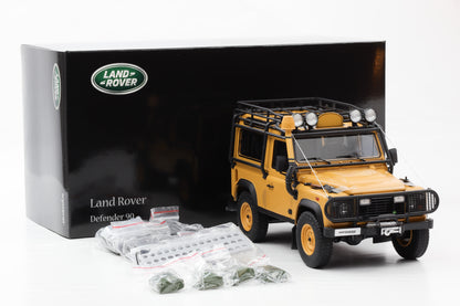 1:18 Kyosho Land Rover Defender 90 gelb mit Zubehör / ohne Camel 08901CT