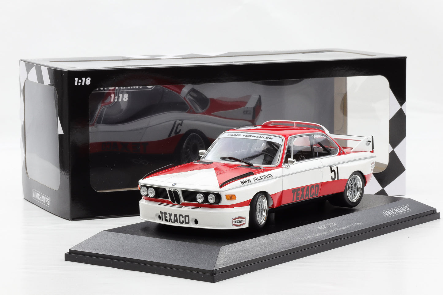 1:18 Minichamps BMW 3.0 CSL #51 Sieger Zandvoort GP NTK 1974 Vermeulen